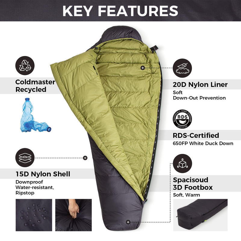 Laden Sie das Bild in Galerie -Viewer, ATEPA Elements 450 Coldmaster™ Mummy Sleeping Bag 42.8°F to 8.6°F Recycled Water resistant