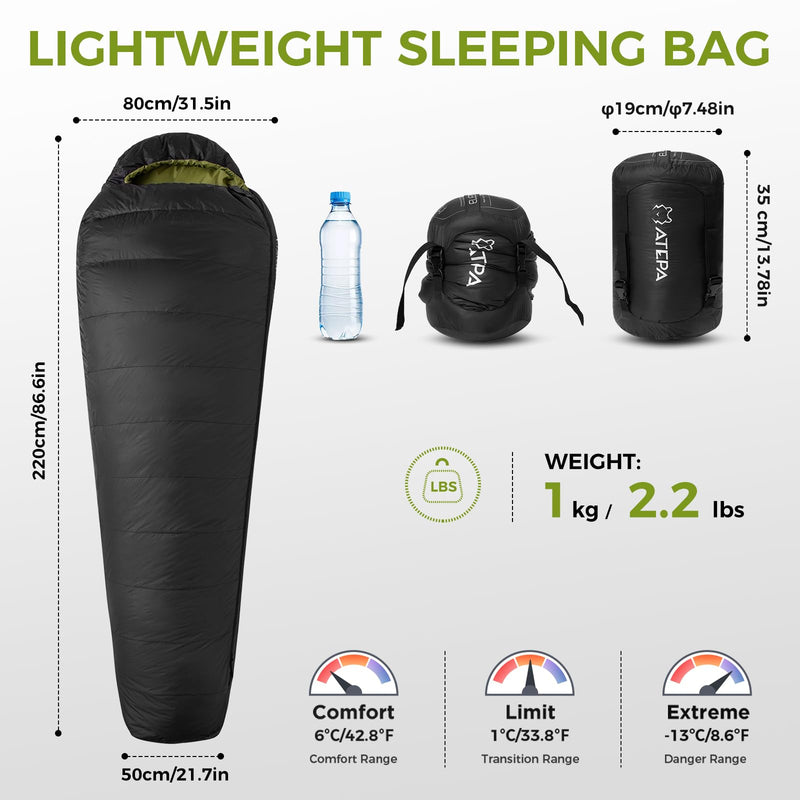 Laden Sie das Bild in Galerie -Viewer, ATEPA Elements 450 Coldmaster™ Mummy Sleeping Bag 42.8°F to 8.6°F Lightweight Sleeping Bag