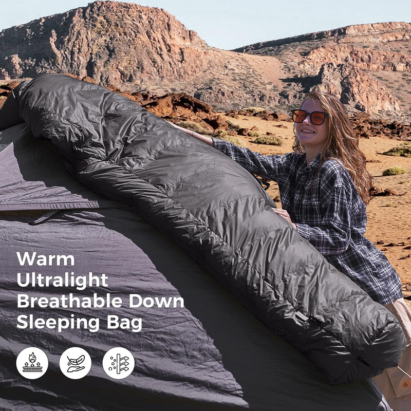 Laden Sie das Bild in Galerie -Viewer, ATEPA Elements 450 Coldmaster™ Mummy Sleeping Bag 42.8°F to 8.6°F Warm Ultralight Breathable Down Sleeping Bag