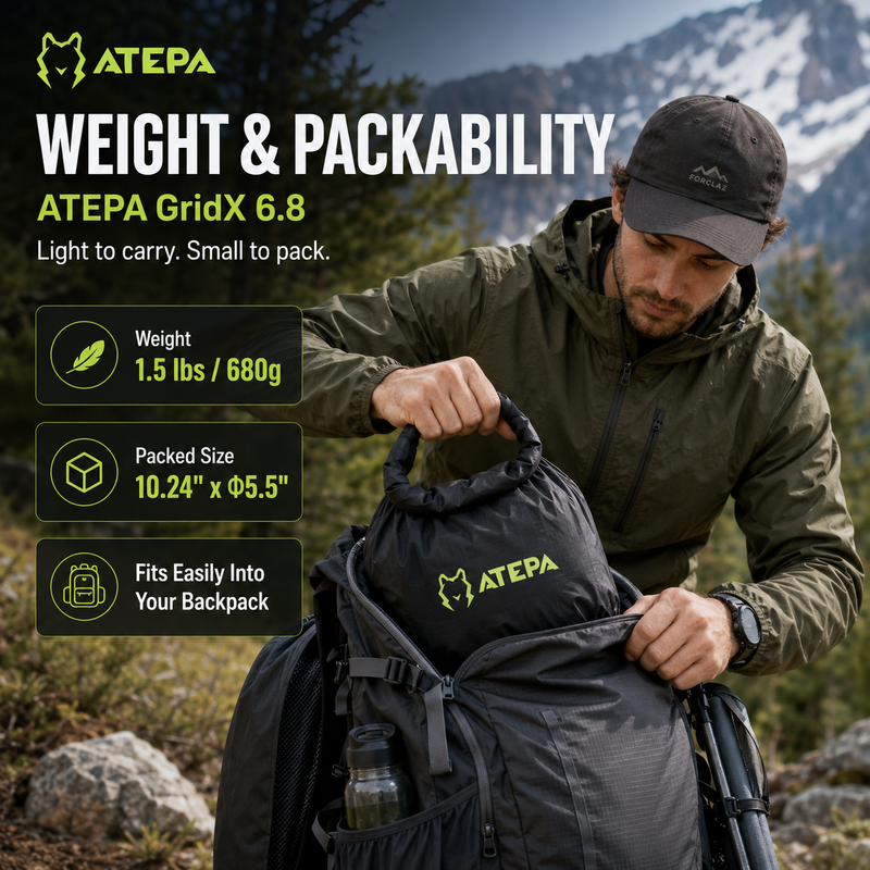 Load image into Gallery viewer, ATEPA GridX 6.8 Ultralight Insulated Sleeping Pad – R‑Value 6.8, 4‑Season to Winter Camping Mat
