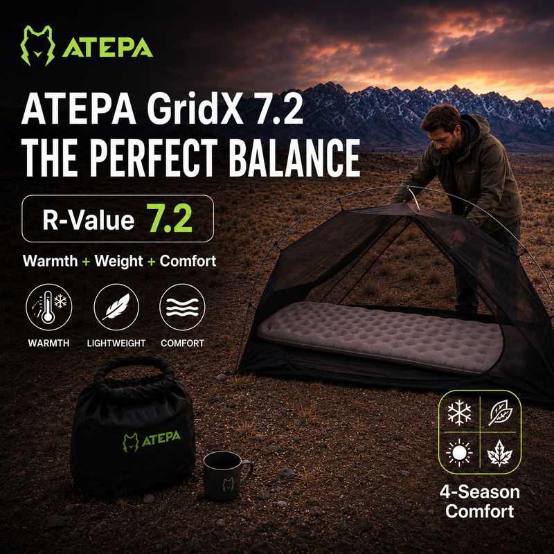 Load image into Gallery viewer, ATEPA GridX 7.2 Ultralight Insulated Sleeping Pad – R‑Value 7.2, 4‑Season Winter & Backpacking Mat