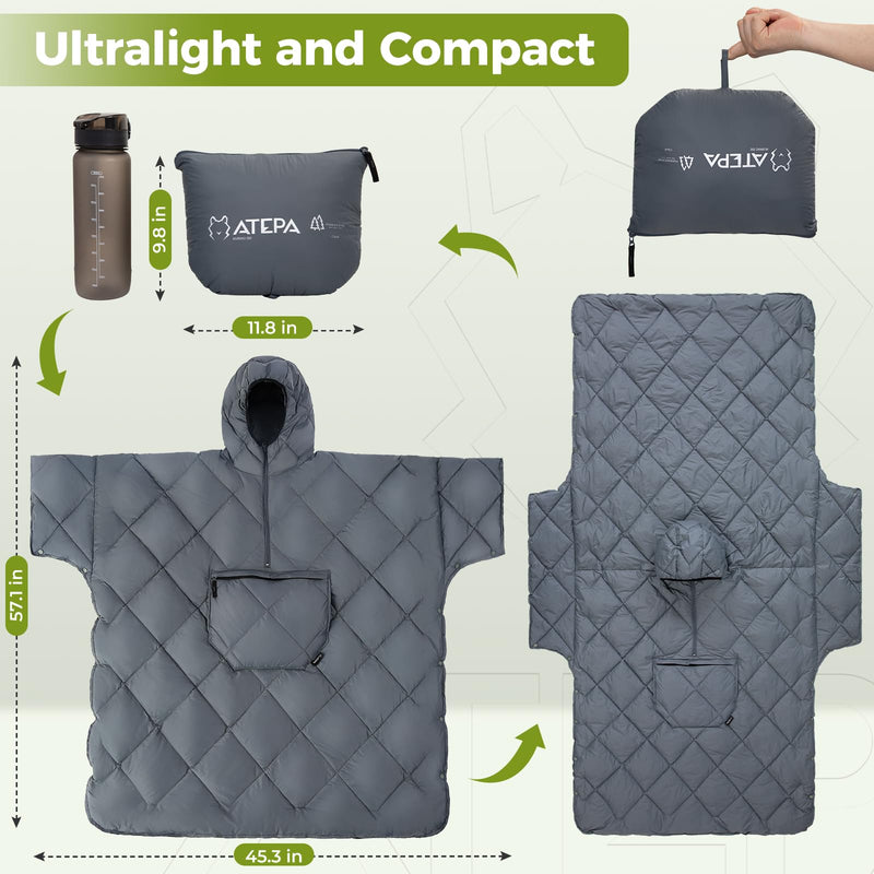 Load image into Gallery viewer, ATEPA Honcho Poncho Grey Ultralight and Comfort