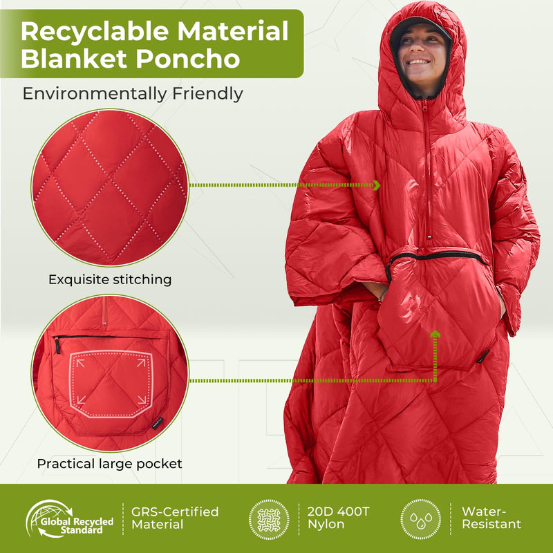 Load image into Gallery viewer, ATEPA Honcho Poncho Red Recyclable Material Blanket Poncho