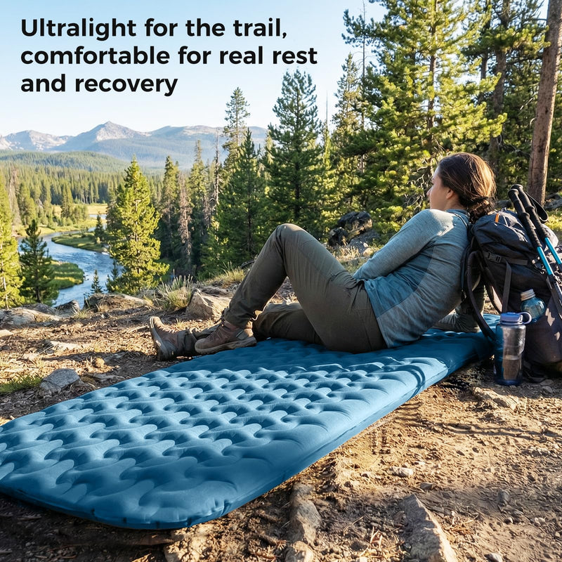Load image into Gallery viewer, ATEPA HybridLoft 3 Ultralight Self‑Inflating Sleeping Pad – 4‑Side Compression, 3‑Season Compact Mat blue