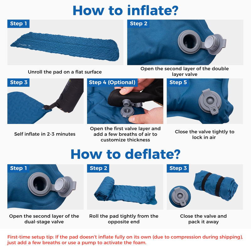 Load image into Gallery viewer, ATEPA HybridLoft 3 Ultralight Self‑Inflating Sleeping Pad – 4‑Side Compression, 3‑Season Compact Mat