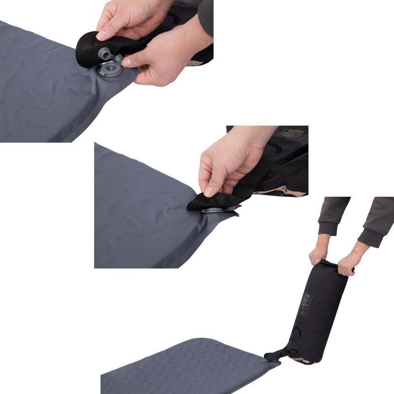 Cargue la imagen en el visor de la galería, ATEPA HybridLoft 3 Ultralight Self‑Inflating Sleeping Pad Grey – 4‑Side Compression, 3‑Season Compact Mat