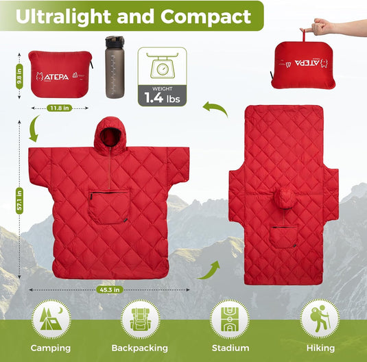 ATEPA MURANO 350 Honcho Poncho Water-resisitant Blanket Cloak Cape with Hat