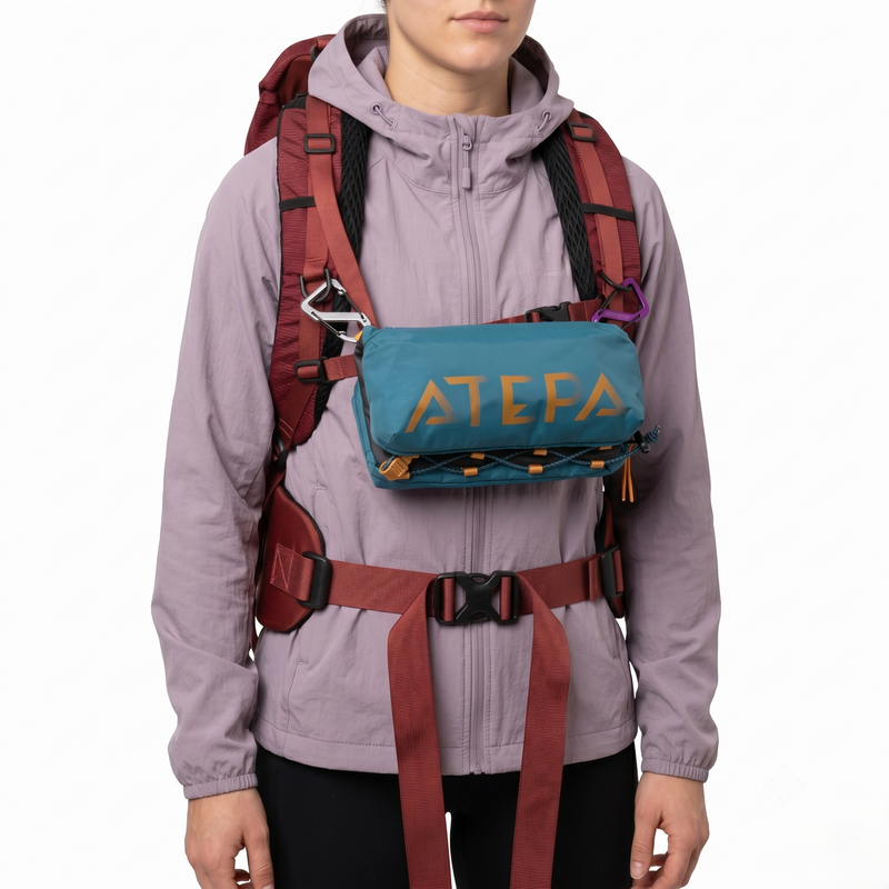 Load image into Gallery viewer, ATEPA Mini Trail Sling Bag, Unisex Lightweight Crossbody Pouch with Rope Strap, Dual Compartments & Bungee Storage