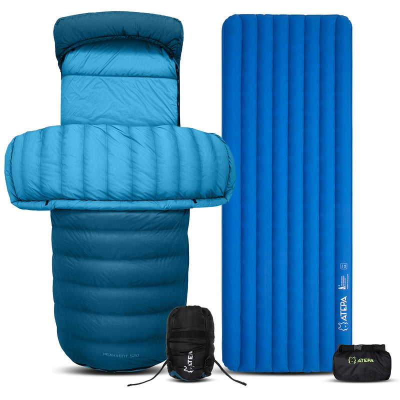 Laden Sie das Bild in Galerie -Viewer, ATEPA Ultralight 4-Season Backpacking Sleep System | 700FP Down Sleeping Bag & R-Value 6.6 Sleeping Pad