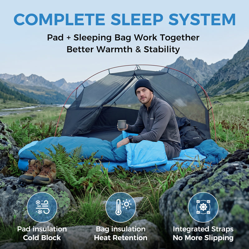 Laden Sie das Bild in Galerie -Viewer, ATEPA Ultralight 4-Season Backpacking Sleep System | 700FP Down Sleeping Bag & R-Value 6.6 Sleeping Pad