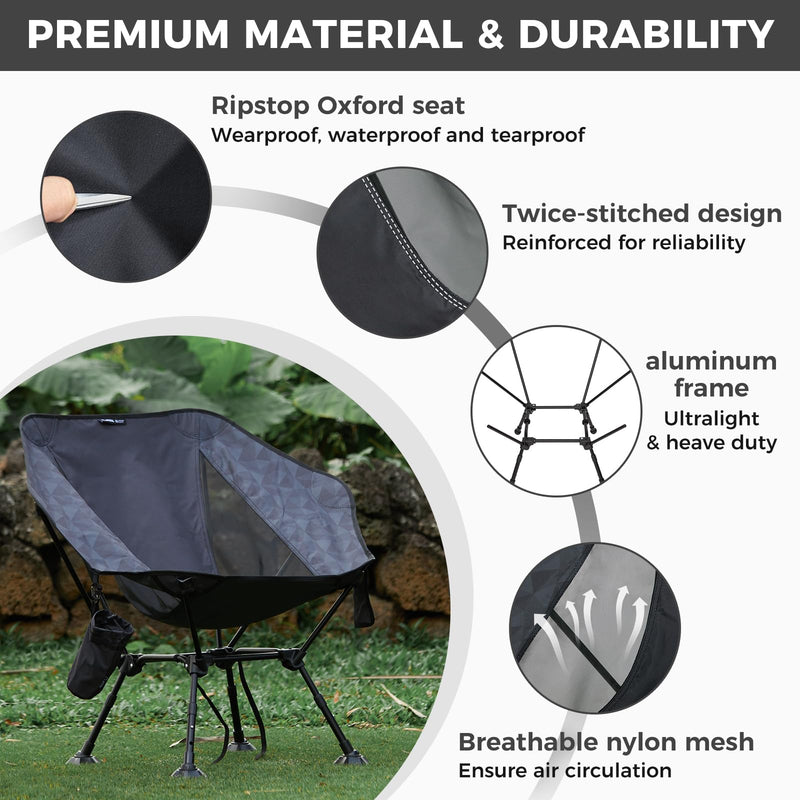 Load image into Gallery viewer, ATEPA Ultralight Backpacking Chair - 440lb Capacity, Compact Folding Camp Chair with Side Pocket for Hiking, Camping, Festivals & Outdoor Concerts