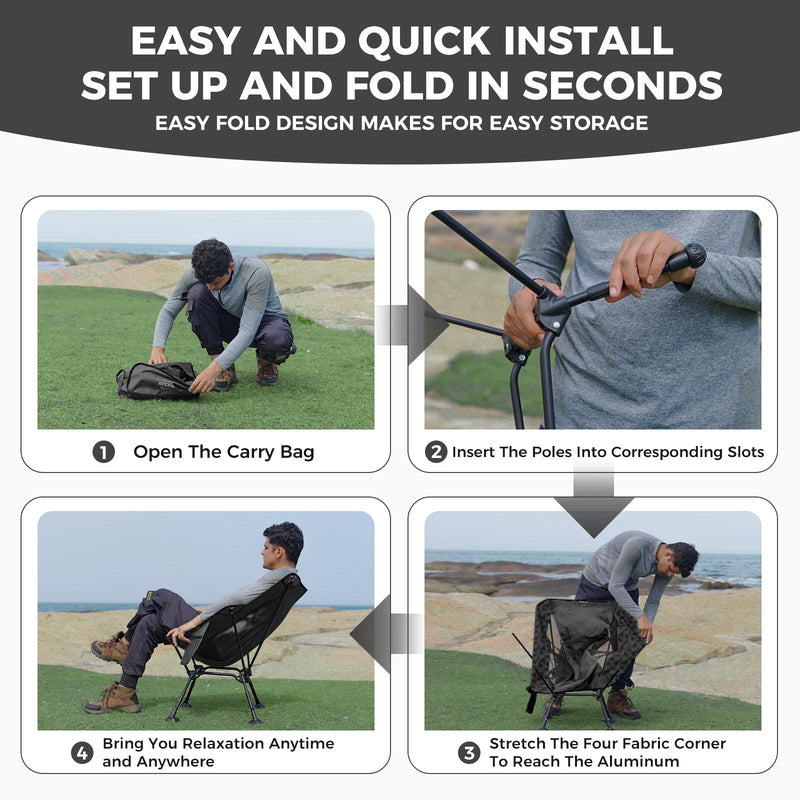 Load image into Gallery viewer, ATEPA Ultralight Backpacking Chair - 440lb Capacity, Compact Folding Camp Chair with Side Pocket for Hiking, Camping, Festivals & Outdoor Concerts