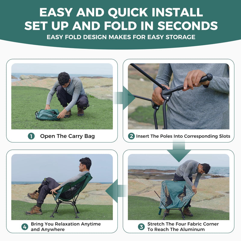 Load image into Gallery viewer, ATEPA Ultralight Backpacking Chair - 440lb Capacity, Compact Folding Camp Chair with Side Pocket for Hiking, Camping, Festivals & Outdoor Concerts