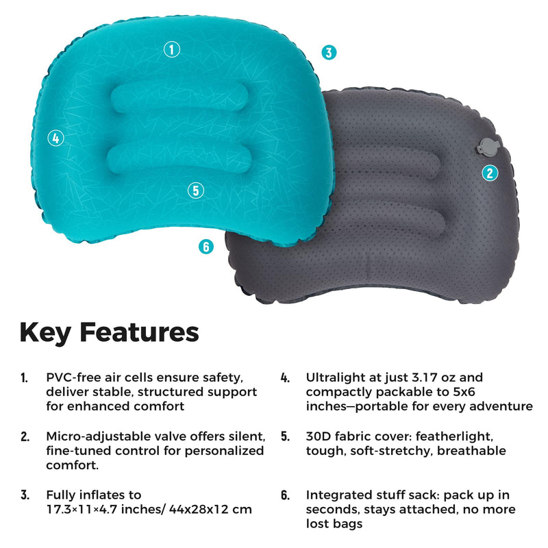 Load image into Gallery viewer, ATEPA Ultralight Inflatable Camping Pillow – Ergonomic Neck Support for Backpacking, Travel & Airplane 3-5 Sec Inflation, Leak-Proof, 90g Peacock Blue