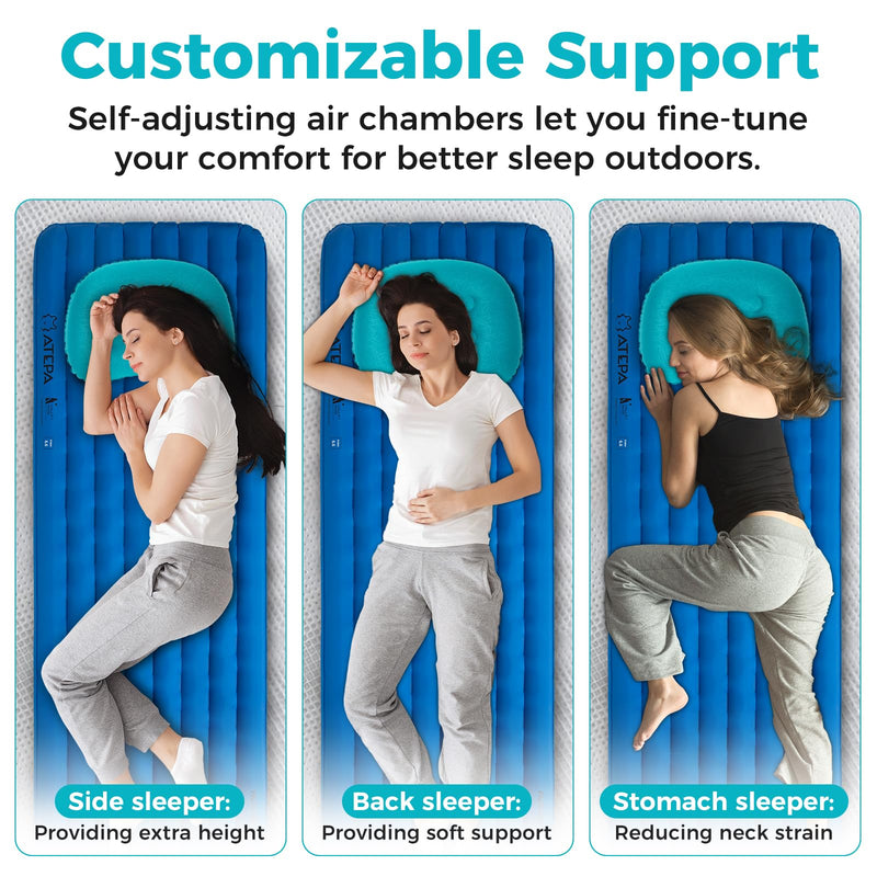 Load image into Gallery viewer, ATEPA Ultralight Inflatable Camping Pillow – Ergonomic Neck Support for Backpacking, Travel & Airplane 3-5 Sec Inflation, Leak-Proof, 90g Peacock Blue