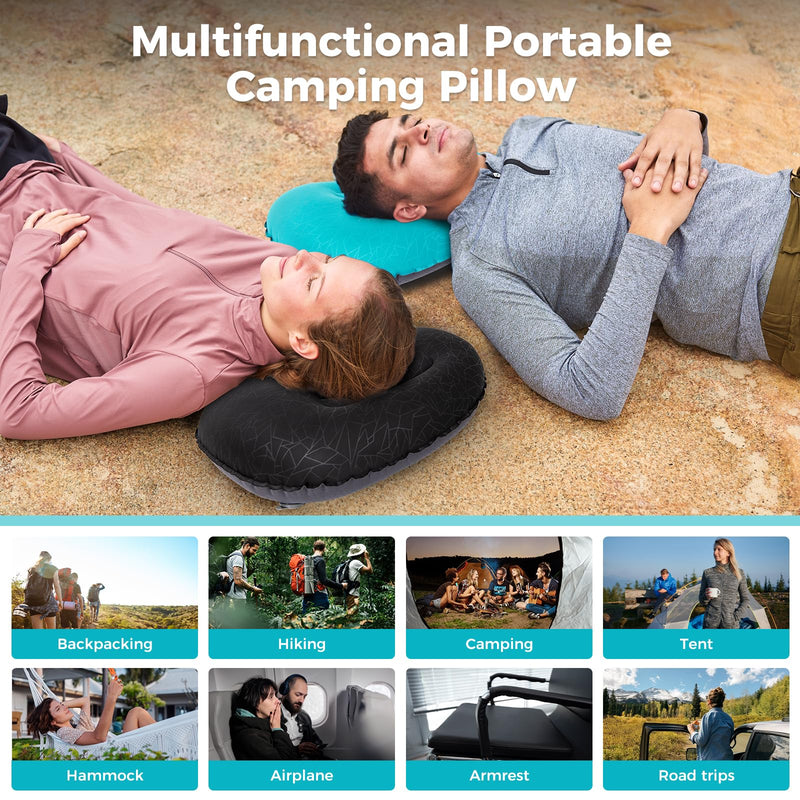 Load image into Gallery viewer, ATEPA Ultralight Inflatable Camping Pillow – Ergonomic Neck Support for Backpacking, Travel & Airplane 3-5 Sec Inflation, Leak-Proof, 90g Peacock Blue