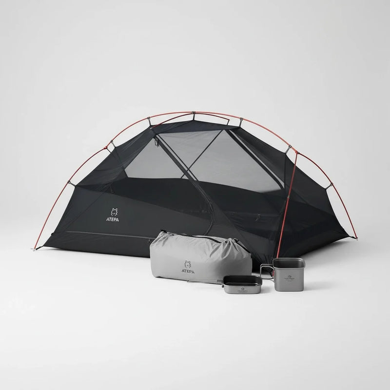 Load image into Gallery viewer, ATEPA Voyage LT 2 Backpacking Tent + Cook'n'Escape Titanium Cookset – Ultralight Camping Bundle for Two