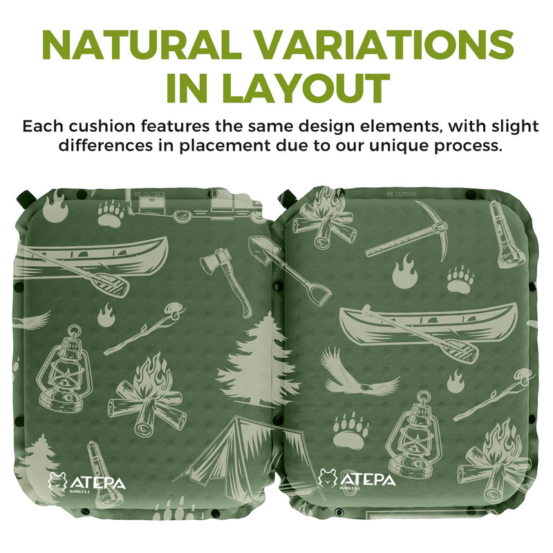 Load image into Gallery viewer, ATEPA Self-Inflating Stadium Seat Cushion - 2.5" Thick Memory Foam Pad for Bleachers, Airplane Travel, Sports & Office Chairs