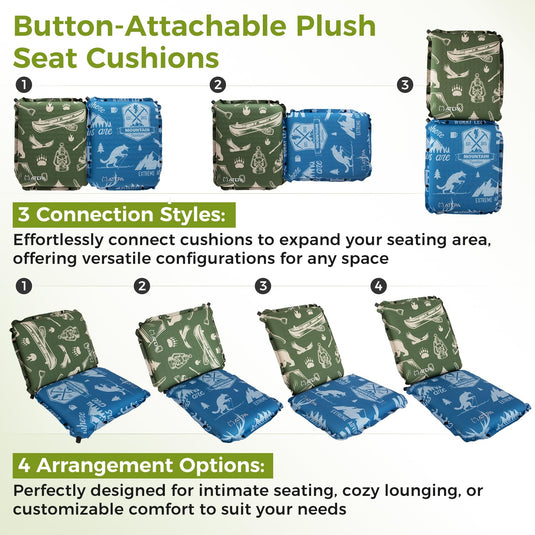 ATEPA BUBBLE 6.5 Self-Inflating Memory Foam Seat Cushion Button Attachable Plush Seat Cushion