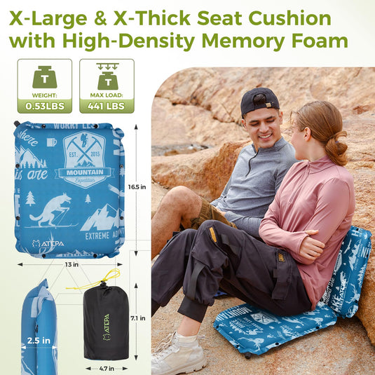 ATEPA BUBBLE 6.5 Self-Inflating Memory Foam Seat Cushion X-Thick Seat Cushion with High Density Memory Foam