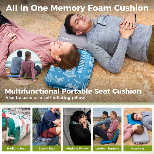 ATEPA BUBBLE 6.5 Self-Inflating Memory Foam Seat Cushion All in One Memory