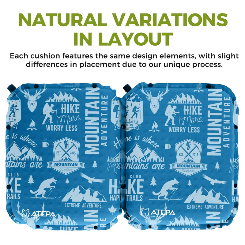 Load image into Gallery viewer, ATEPA Self-Inflating Stadium Seat Cushion - 2.5" Thick Memory Foam Pad for Bleachers, Airplane Travel, Sports & Office Chairs