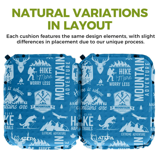 ATEPA Inflatable Stadium Seat Cushion, Self-Inflating Memory Foam Stadium Seats Bleacher Seat Chair Cushion Pad for Airplane Travel Backpacking Sports Events