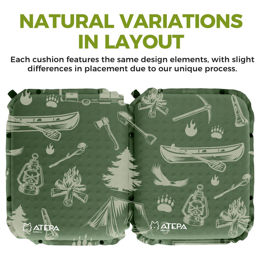 ATEPA Inflatable Stadium Seat Cushion, Self-Inflating Memory Foam Stadium Seats Bleacher Seat Chair Cushion Pad for Airplane Travel Backpacking Sports Events