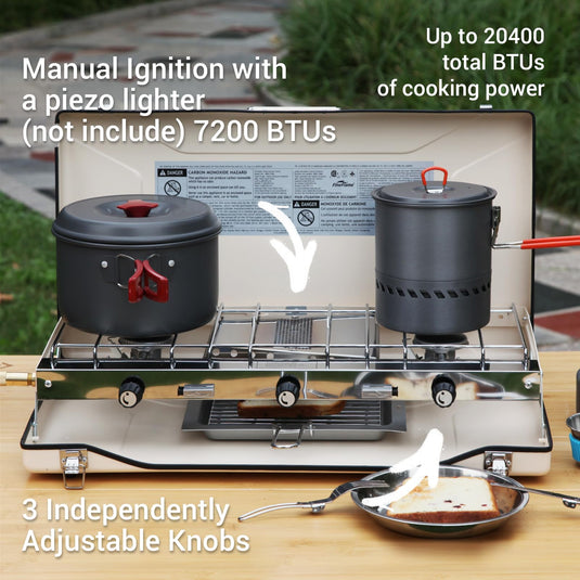 FINEFLAME Portable 3-Burner Camping Stove