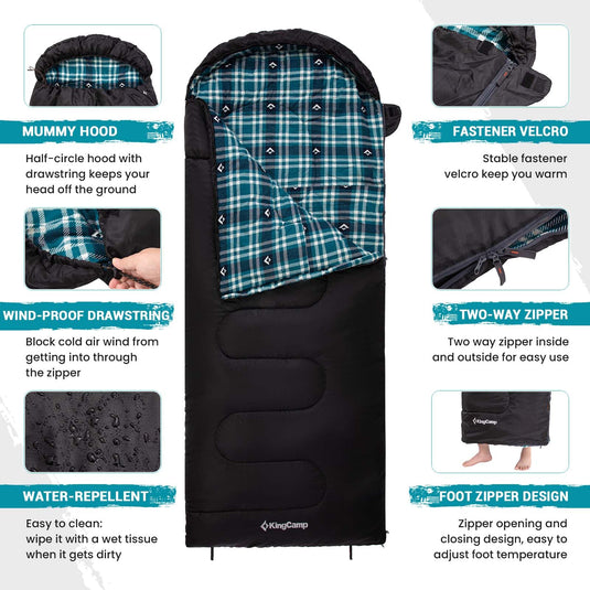 KingCamp CLOUDY 300 Flannel Lined Sleeping Bag