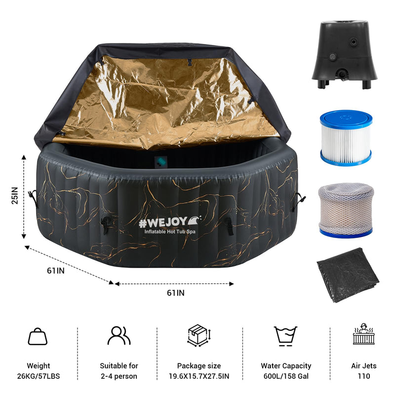Load image into Gallery viewer, WEJOY Inflatable 2-4 Person Octagon Hot Tub Spa with 120 Air Jets