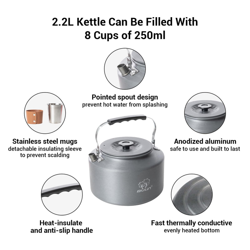Load image into Gallery viewer, BULIN Camping Kettle Set with 4 Cups