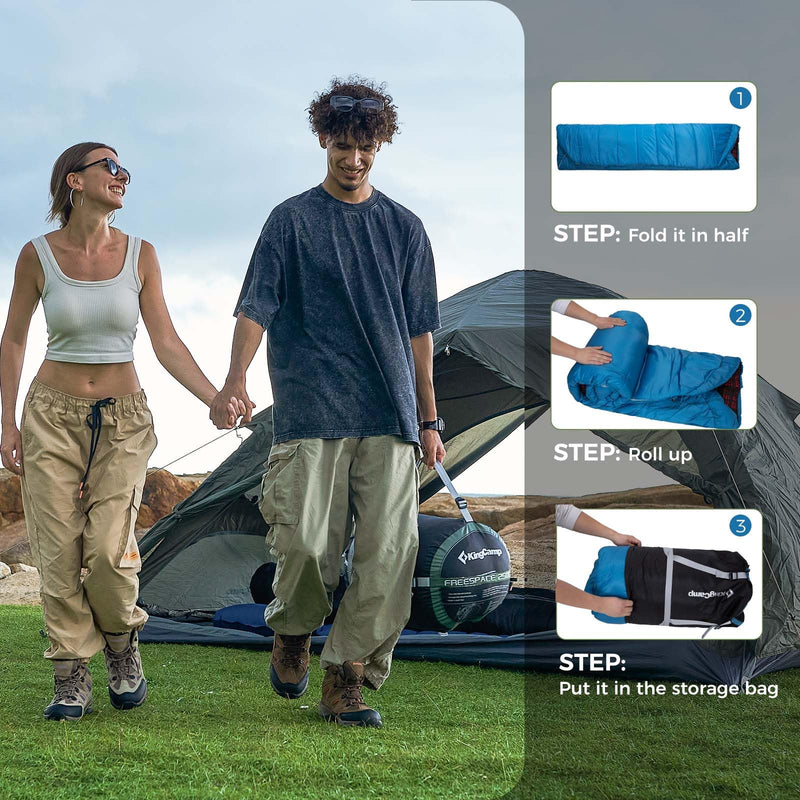 Load image into Gallery viewer, KingCamp FREESPACE 250D Double-Sized Sleeping Bag Blue