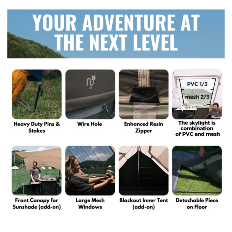 Load image into Gallery viewer, KingCamp KHAN VILLA Glamping Tent with Large Mesh Windows and Heavy Duty Pins and Stakes