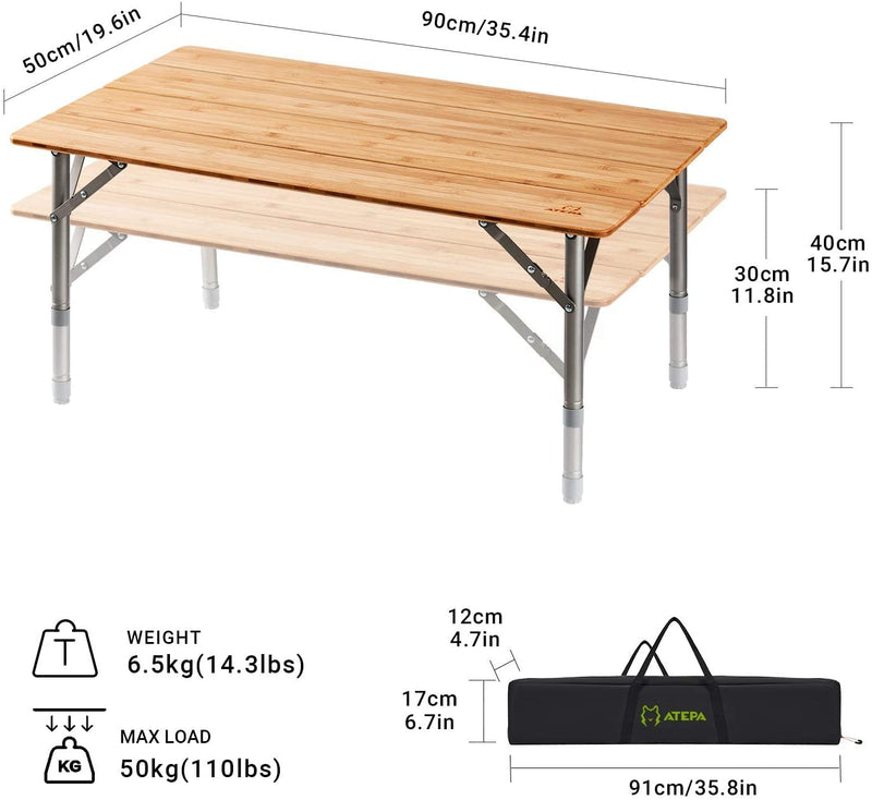 Load image into Gallery viewer, ATEPA BAMBOO 4-Folded Bamboo Table