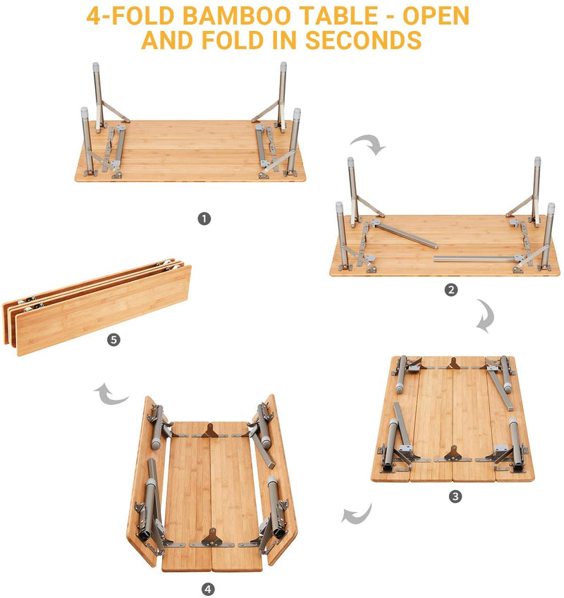 Load image into Gallery viewer, ATEPA BAMBOO 4-Folded Bamboo Table