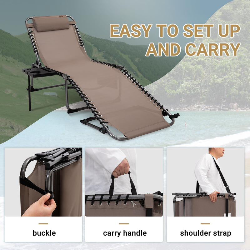 Load image into Gallery viewer, KingCamp Cool Lounge Chair Plus Textilene Lounge Chair with Side Table