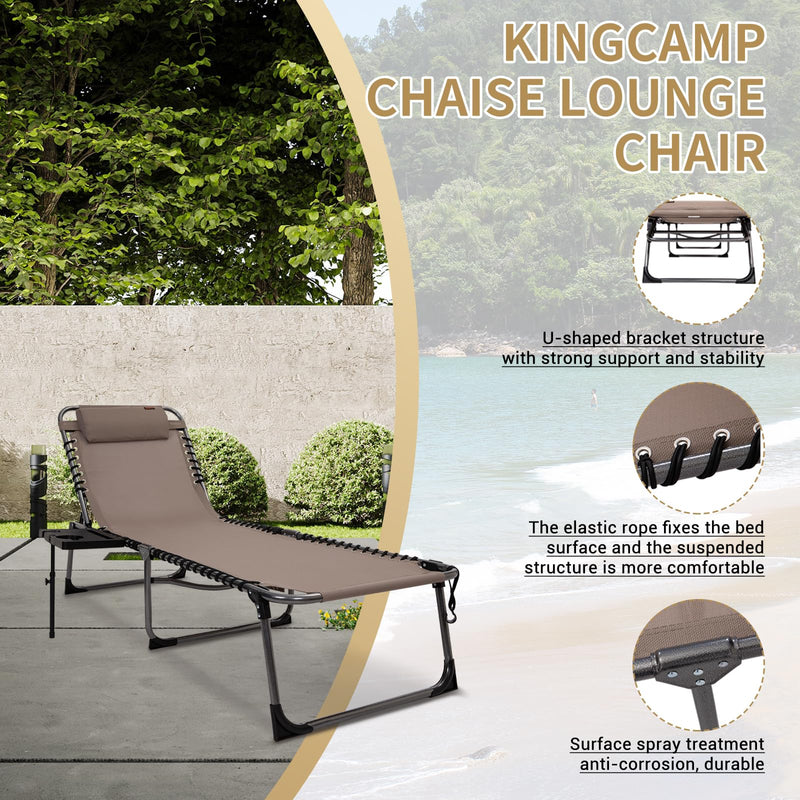 Load image into Gallery viewer, KingCamp Cool Lounge Chair Plus Textilene Lounge Chair with Side Table