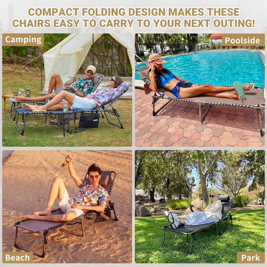 KingCamp Cool Lounge Chair Plus Textilene Lounge Chair with Side Table