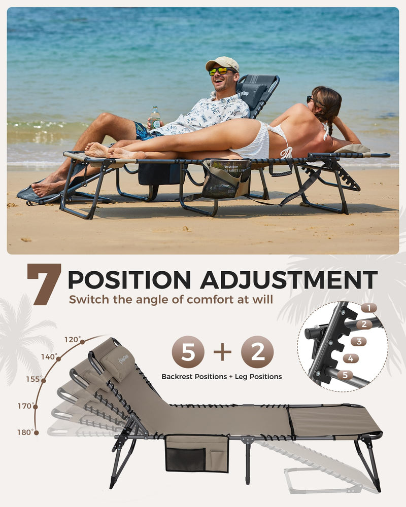 Load image into Gallery viewer, KingCamp MAGNOLIA B10 Backpack Chaise Lounge - 5-Position Adjustable Recliner with Pillow & Side Pocket