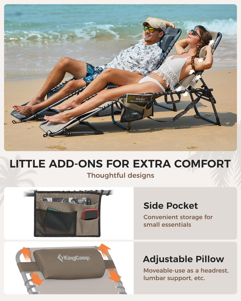 Load image into Gallery viewer, KingCamp MAGNOLIA B10 Backpack Chaise Lounge - 5-Position Adjustable Recliner with Pillow & Side Pocket