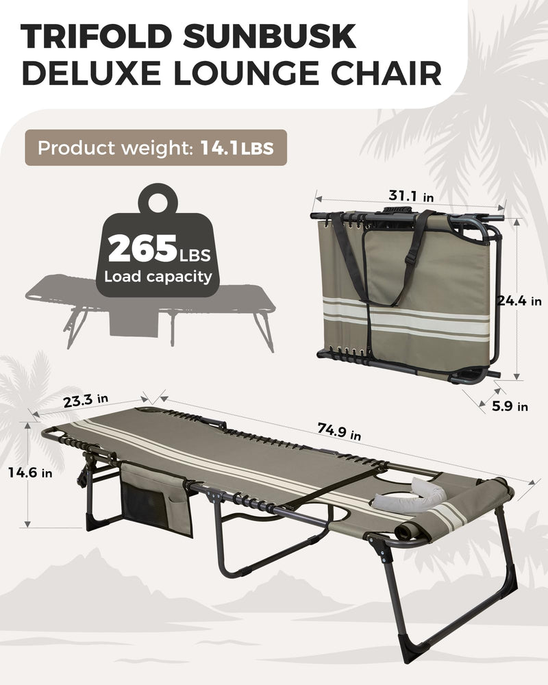 Load image into Gallery viewer, KingCamp MAGNOLIA B10 Backpack Chaise Lounge - 5-Position Adjustable Recliner with Pillow & Side Pocket Beige