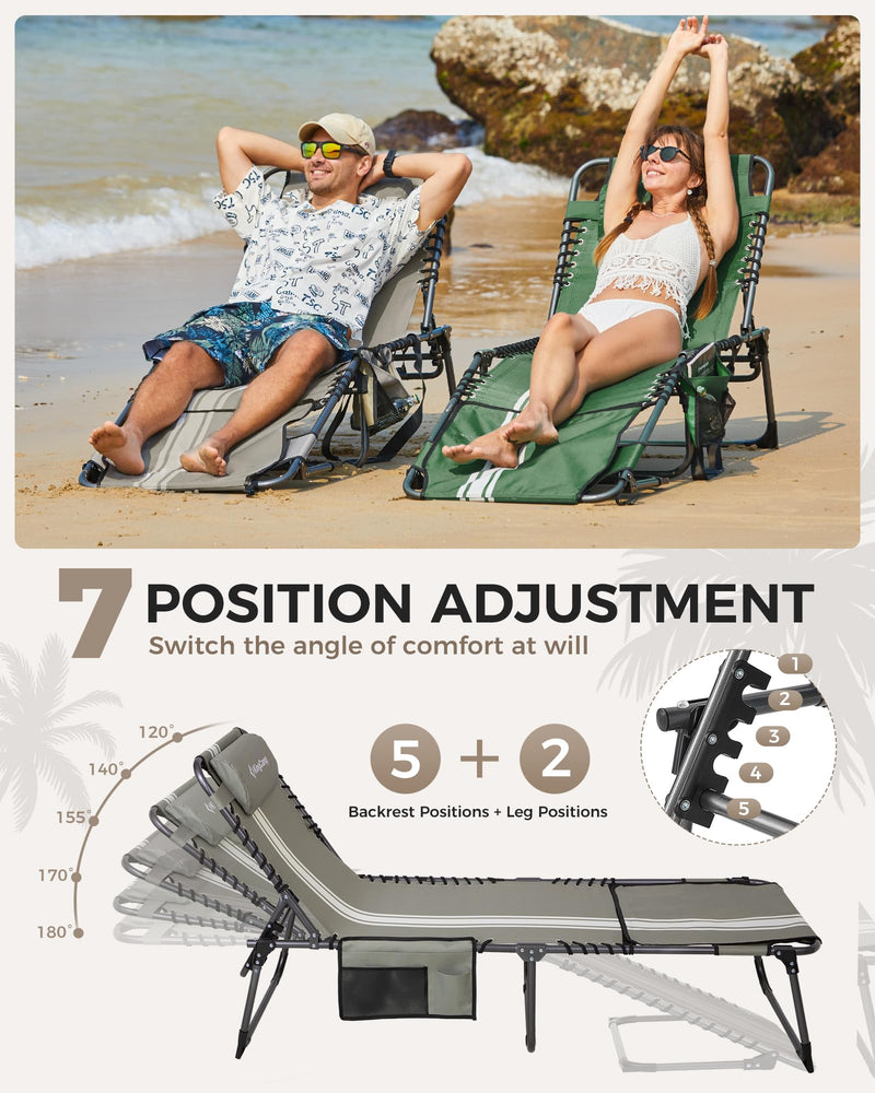 Load image into Gallery viewer, KingCamp MAGNOLIA B10 Backpack Chaise Lounge - 5-Position Adjustable Recliner with Pillow & Side Pocket
