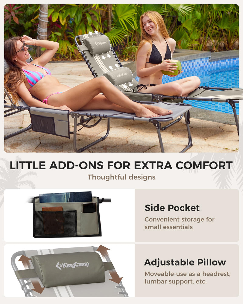 Load image into Gallery viewer, KingCamp MAGNOLIA B10 Backpack Chaise Lounge - 5-Position Adjustable Recliner with Pillow & Side Pocket