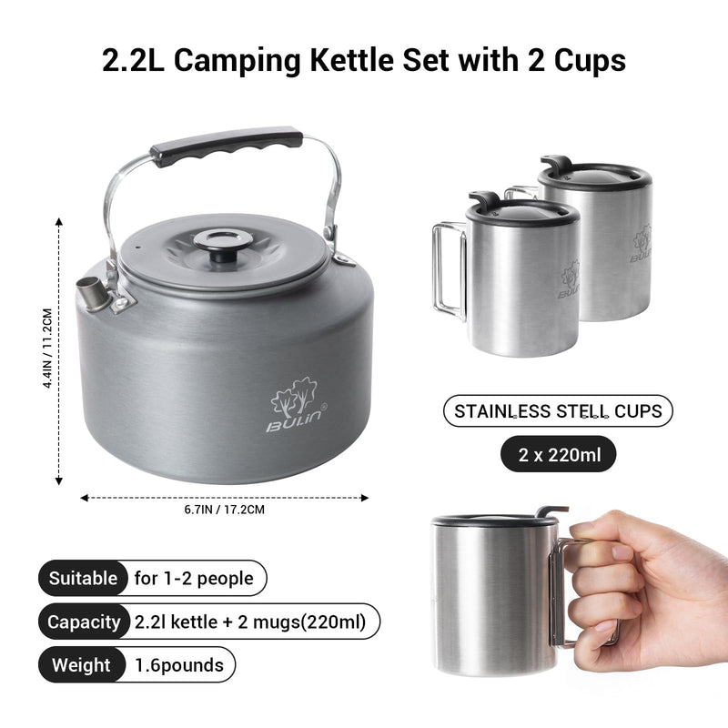 Load image into Gallery viewer, BUNLIN 2.2L Camping Kettle Set