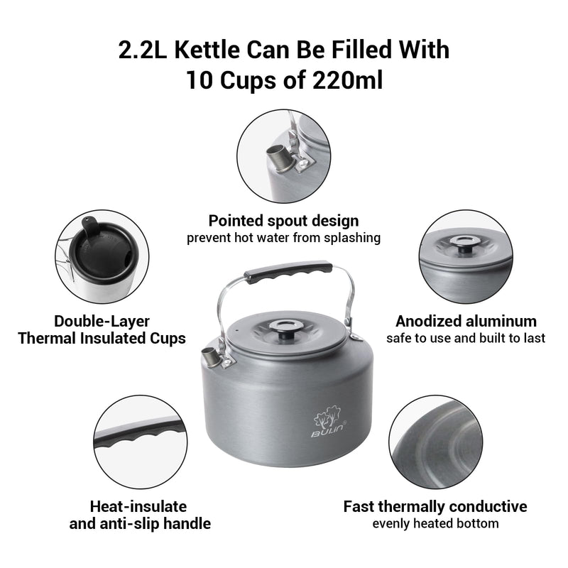 Load image into Gallery viewer, BUNLIN 2.2L Camping Kettle Set