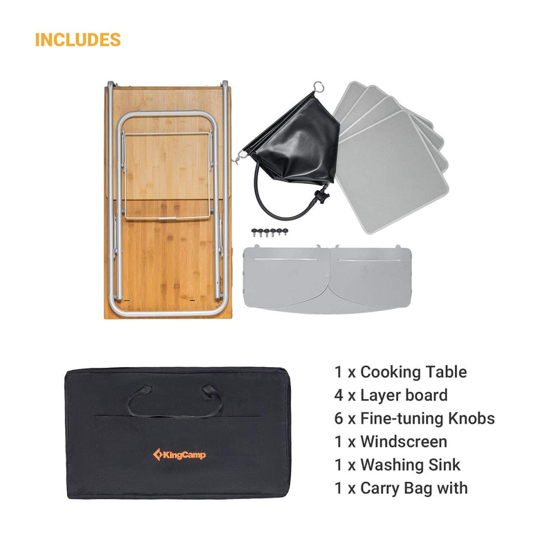 Cargue la imagen en el visor de la galería, KingCamp Outdoor Mobile Bamboo Kitchen Stand