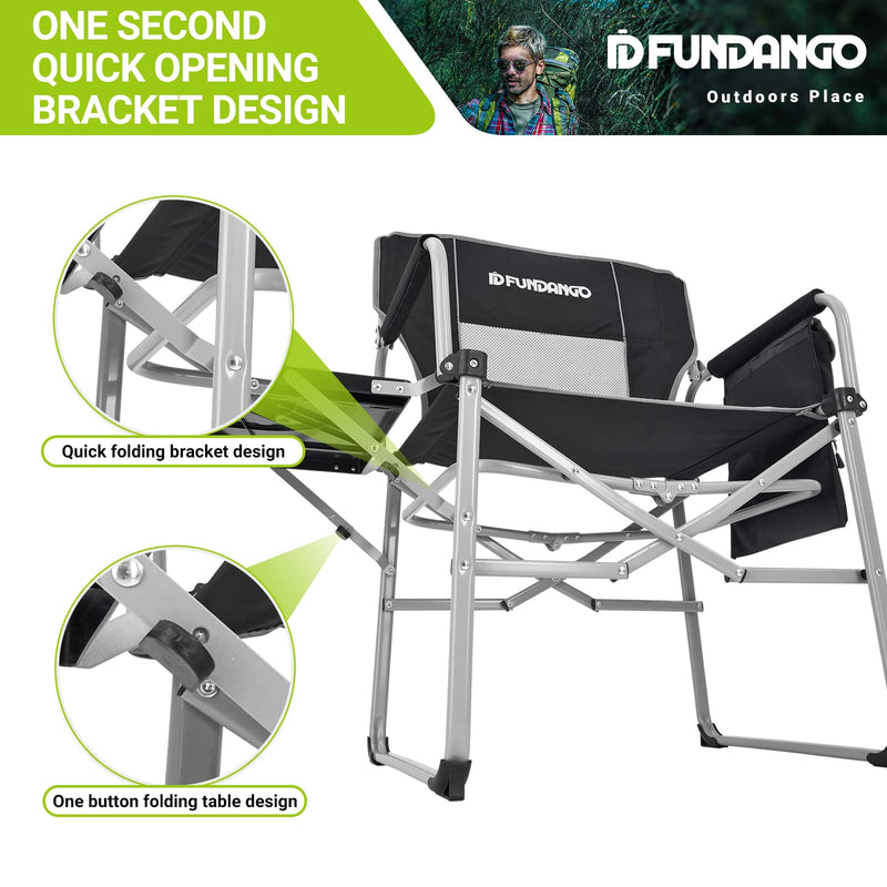 Load image into Gallery viewer, FUNDANGO Portable Director Chair Black Quick Opening Bracket Design