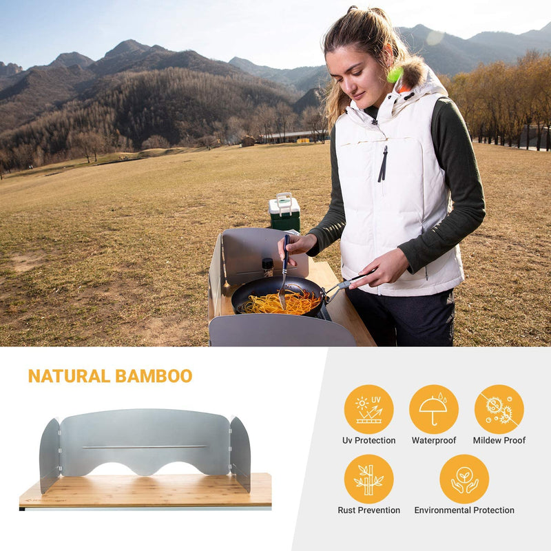 Load image into Gallery viewer, KingCamp Outdoor Mobile Bamboo Kitchen Stand
