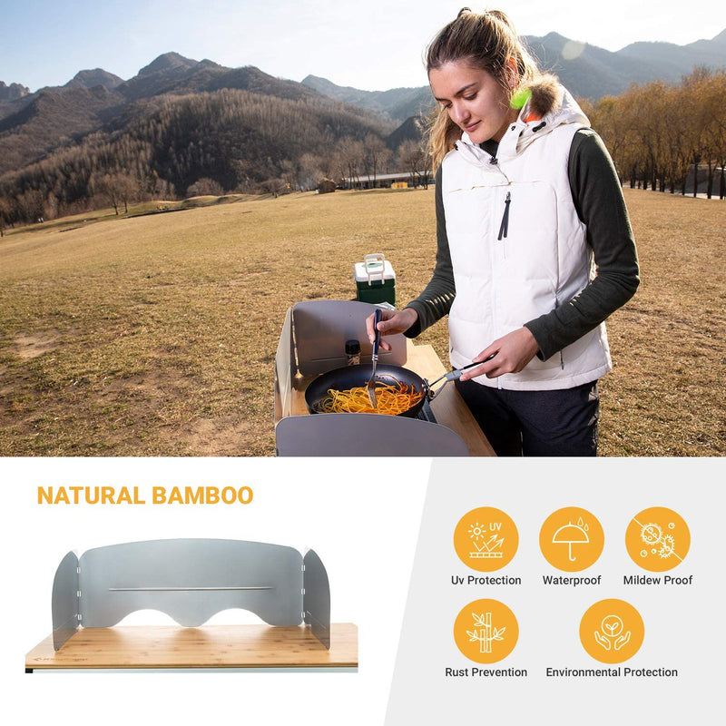 Cargue la imagen en el visor de la galería, KingCamp Outdoor Mobile Bamboo Kitchen Stand